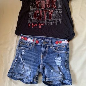 Vigoss jeans Girls shorts size 7 & shirt size L